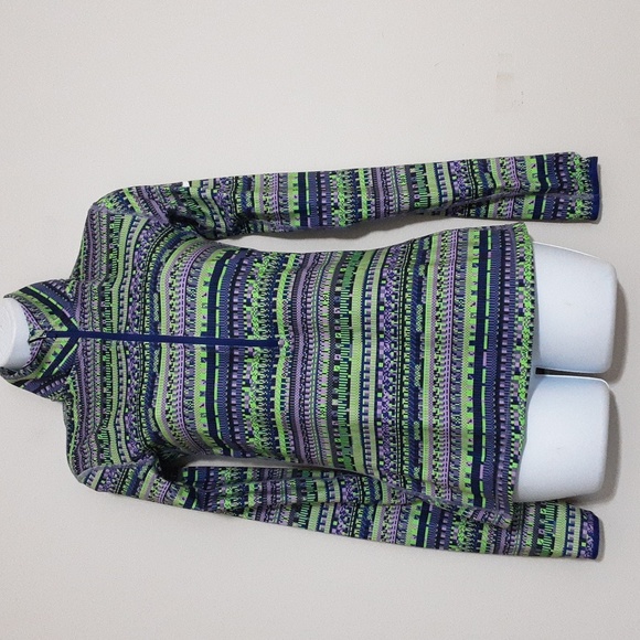 Nike Pro Patterned Green Blue Pullover Performance Pyperwarm Half Zip S Training - Picture 4 of 8